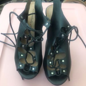 Black lace up heels